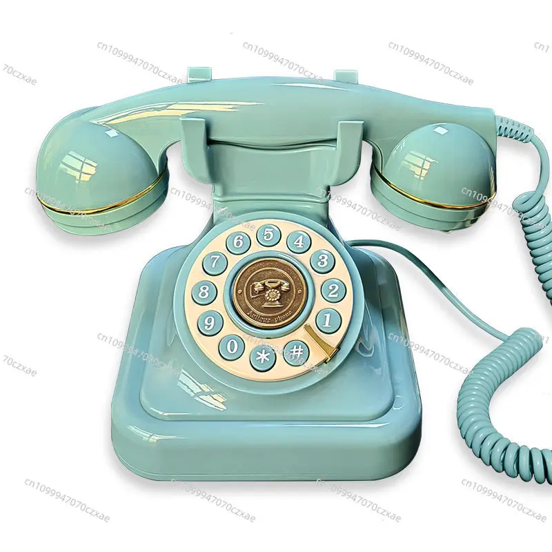 European Retro Plug-in Telephone, Home Fixed Wired Landline Antique Decoration