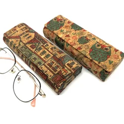 Naturally Printed Portable Magnetic Cork Sunglasses Storage Cases Stylish Women Eyewear Protection Box