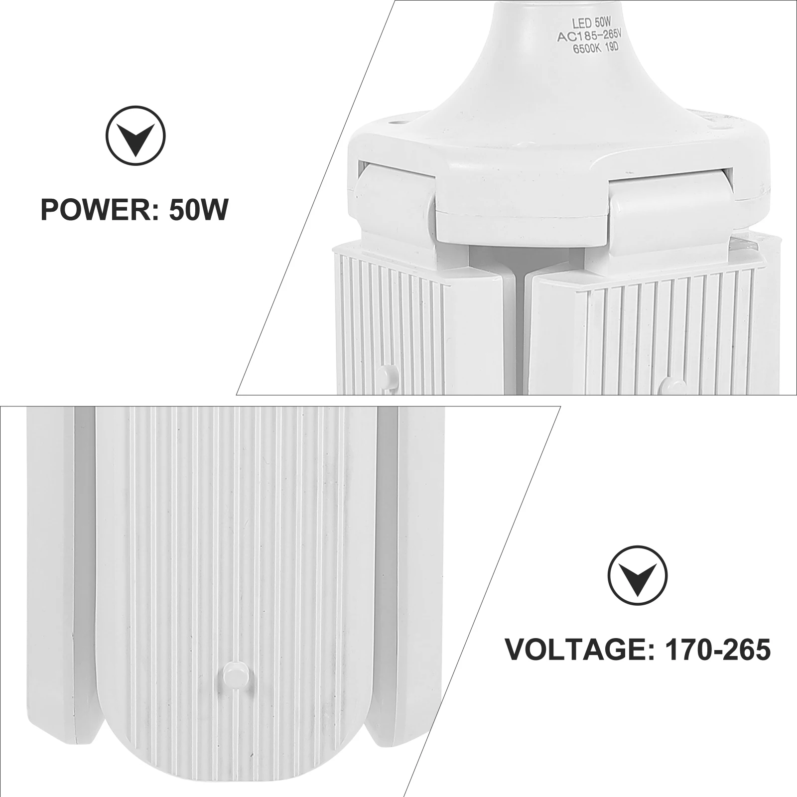 

4 Leaf Folding LED Lights 60W Energy Saving Lamp White Light Indoor Outdoor Durable Material Garage Office Suitable Small Night