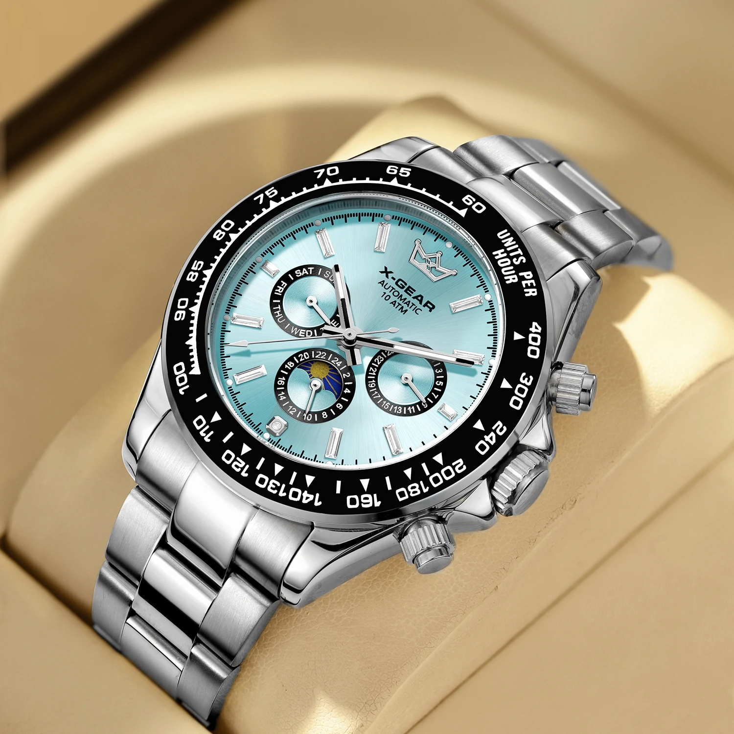 Panda Eye Men's Automatic Mechanical Watch Waterproof Luminous Ceramic Bezel Three Eyes Six Hands
