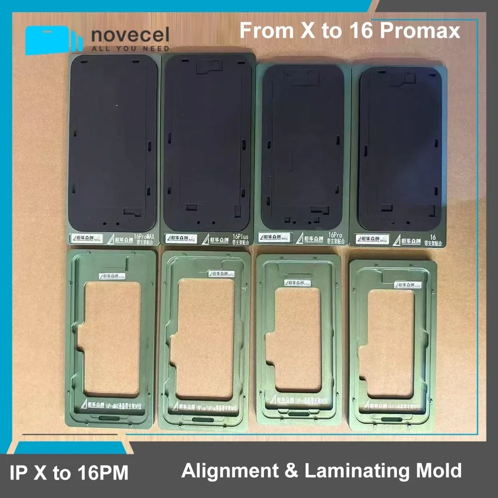 LCD Alignment In Frame Mold + Silicone Pad Mat For iPhone 16 Pro Max 15 14 13 12 Screen Glass OCA Location Laminate Repair Tool