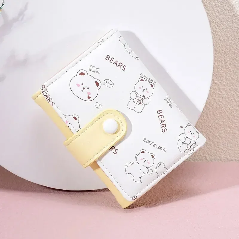 Girl Coin Pouch Tri-fold Cartoon Short wallet Cute Mini Women Wallet Bear PU Leather Credit Card Holder Wallets Money Bag Female