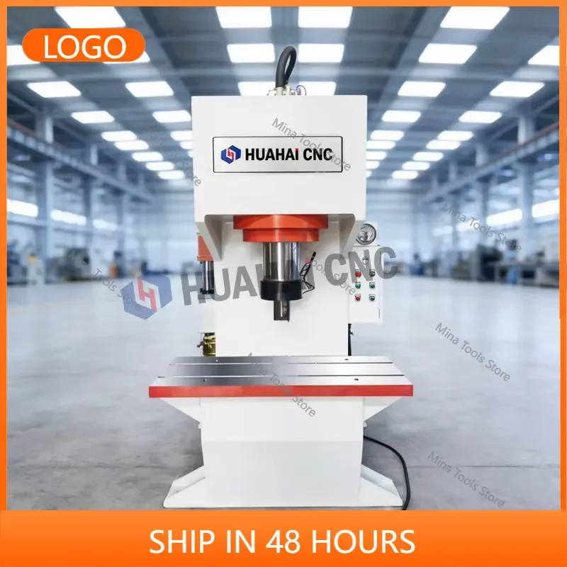 Hua Hai YQ-200T 200T Single Column Hydraulic Press PLC Motor Pump 380V 7.5kW C-Type Press-Fitting Machine