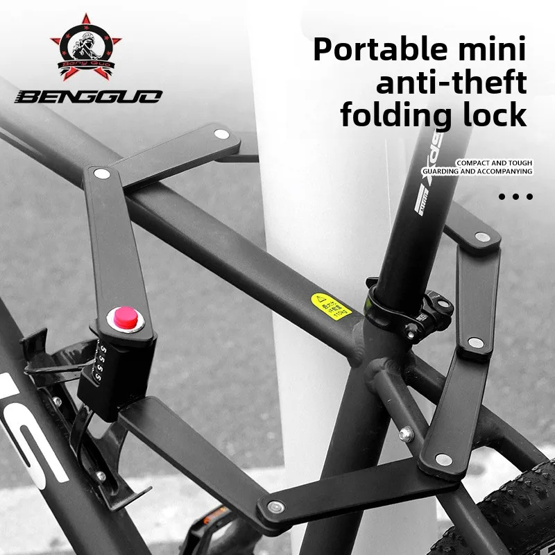 

BENGGUO Portable Folding Bike Lock Heavy Duty 4 Digit Combination Lock Anti Theft for Bicycle Scooter Motorcycle