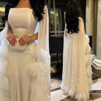 ที่กําหนดเองเจอร์ซีย์Applique DrapedฉัตรชุดราตรีA-Line Strapless Bespokeโอกาสชุดเดรสยาว