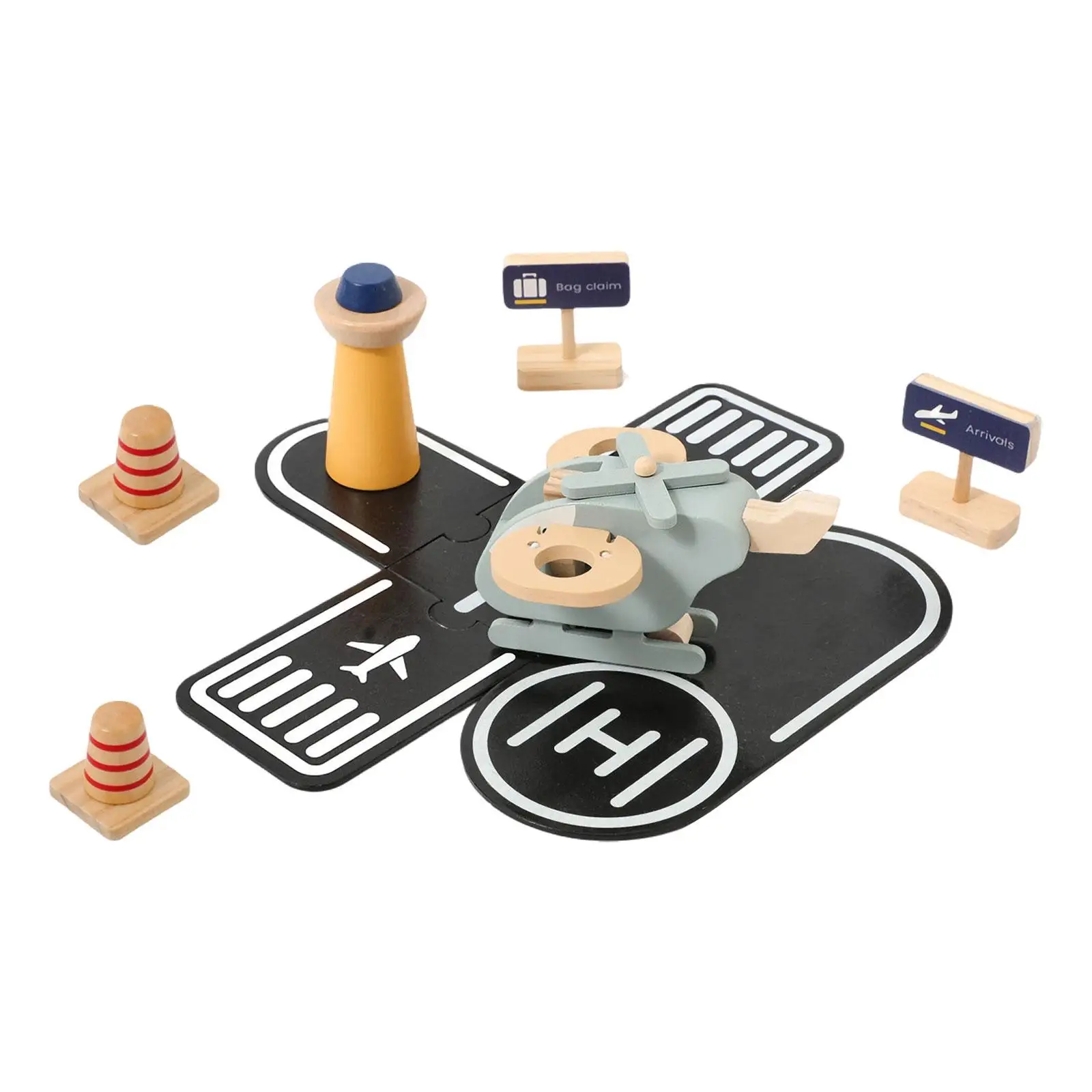 Hölzernes Flugzeugspielzeug, lustiges Handwerk mit Schienenornament, Rollenspiel, frühes Lernspielzeug für Reisen, Jungen und Mädchen, Geschenk zum Kindertag