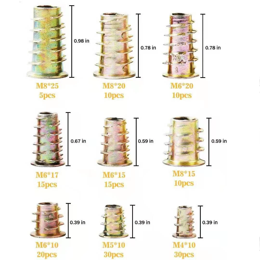 135-Piece Zinc Alloy Furniture Hex Drive Nut Set, Furniture Bolts, Wooden Furniture Fasteners, Connectors