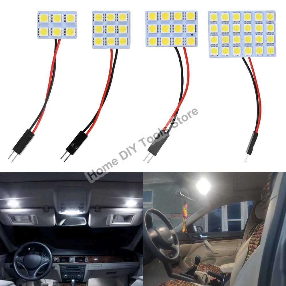 T10 5050 LED Interior Panel Car White Light Reading Lamp Universal Car Trunk Roof Dome Bulb 6 9 12 24 SMD Lights DC 12V