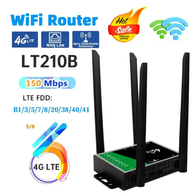 4G LTE CPE WiFi Router 150Mbps Wireless Router 4G Modem RJ45 Port with SIM Slot 4 External Antenna Use for for Asia Europe