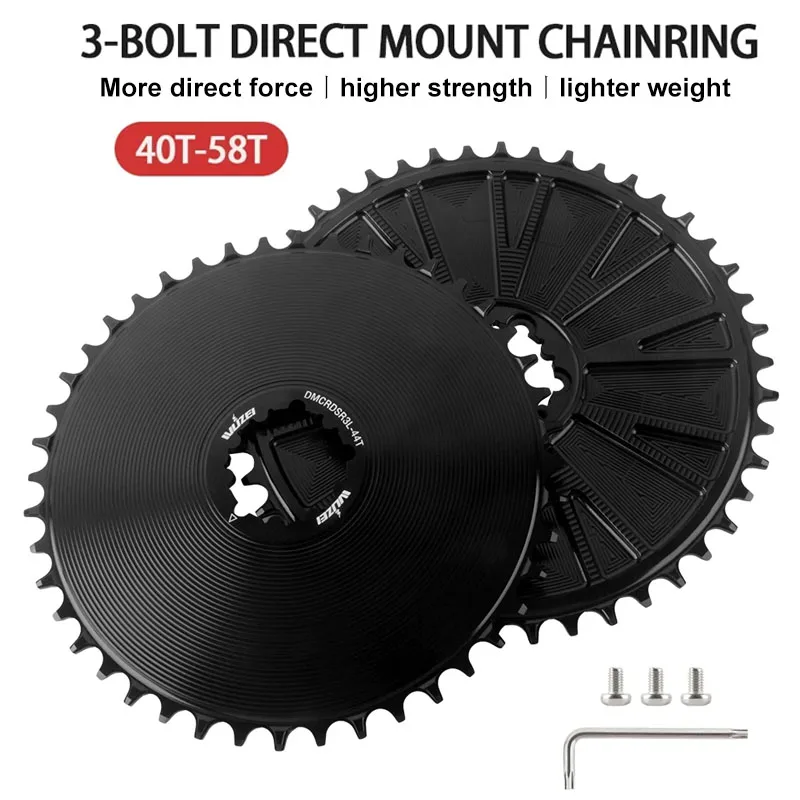 WUZEI 4.2mm Offest 3-Bolt Closed Chainring 40-58T ChainWheel  9/10/11S Narrow Wide Direct Mount Sprocket Incompatible AXS Chain