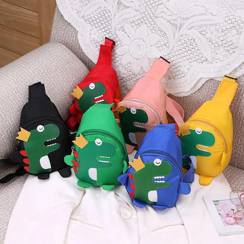 Children Fashion Cartoon Dinosaur Pattern Mini Chest Bags For Baby Boys Gilrls Cute Outdoor Coin Purse Kids Gift