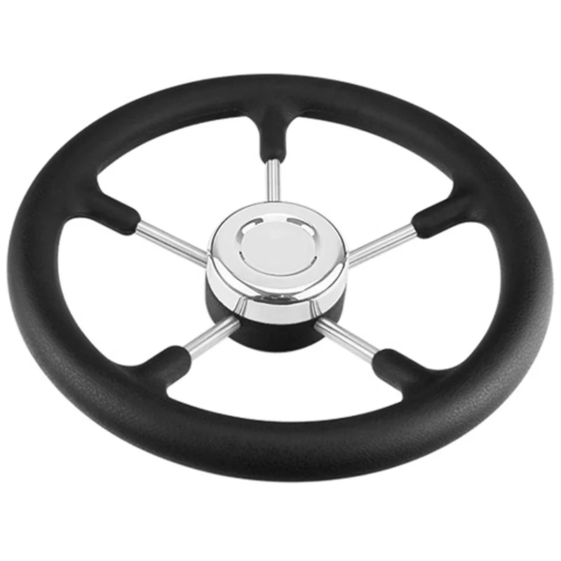 Boat Accessories Marine 13-1/2 inch Boat Stainless Steel Steering Wheel with Polyurethane Foam Black Fits 3/4 inch