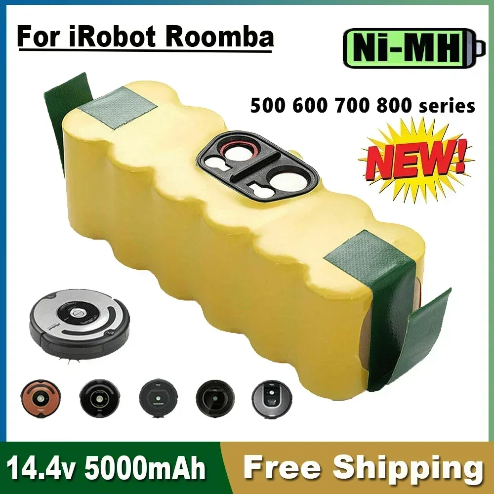 14.4V 5000mAh แบตเตอรี่สําหรับ iRobot 500 600 700 800 900 series แบตเตอรี่สําหรับ iRobot Roomba14.4 V 620 650 770 780 580