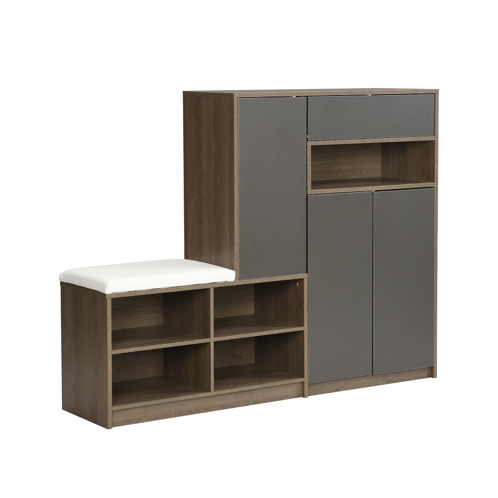 Schuhaufbewahrungsbank, Schuhschrank, Schuhregal mit gepolstertem Sitz, vielseitige Schuhaufbewahrungslösung mit Racks für den Flur – Detail 11
