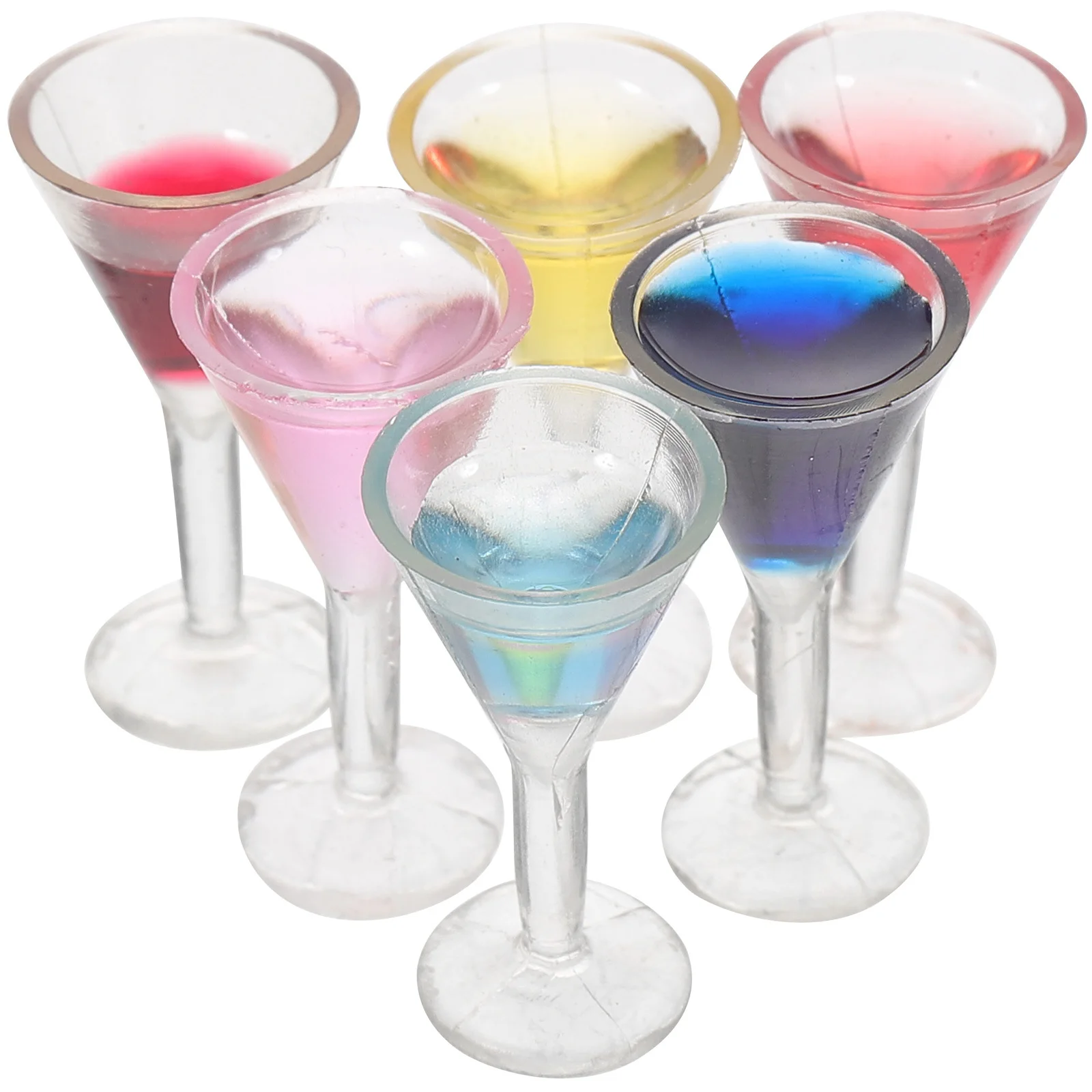 

6pcs Mini Cocktail Glasses Miniature Wine Goblets Kids Toddler House Decor Accessory Set Miniature Kitchen Red Wine Cup
