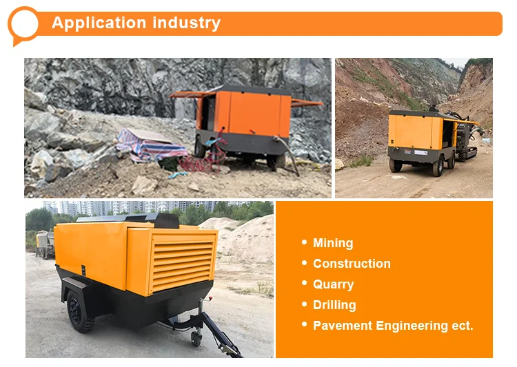 Diesel Screw Air Compressor Portable Diesel Engine Driven Mobile Air Compressor For Mining