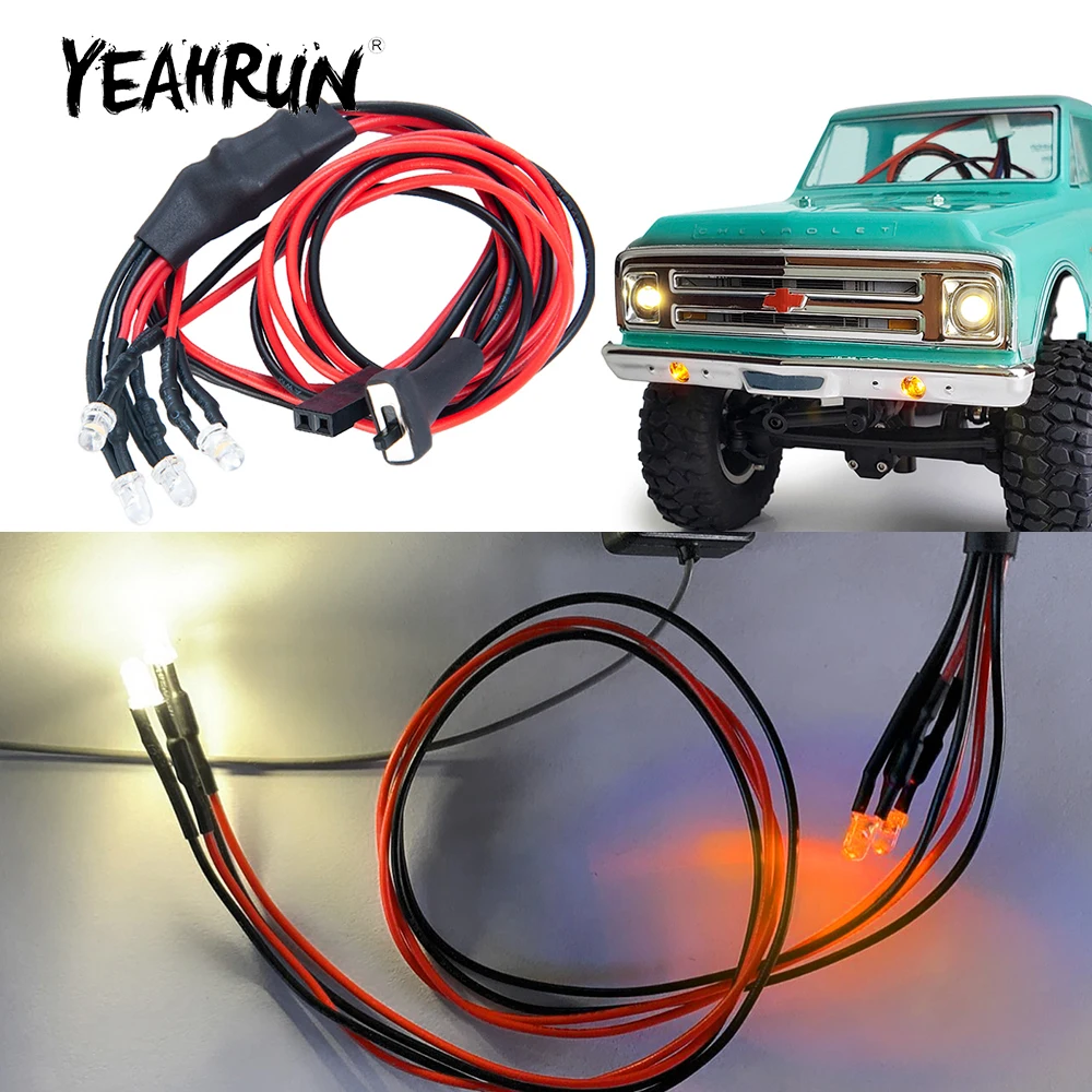 

YEAHRUN Front Lamp LED Headlight Bumper Light Set for Axial SCX24 AXI00001 1/24 RC Crawler Car Model Upgrade parts