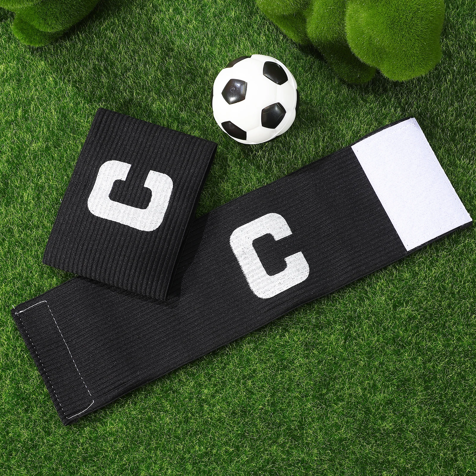 

2pcs Football Captain Armband Bands Reversible Elastic Adjustable Hook Loop Closure for Soccer Basketball Volleyball Team