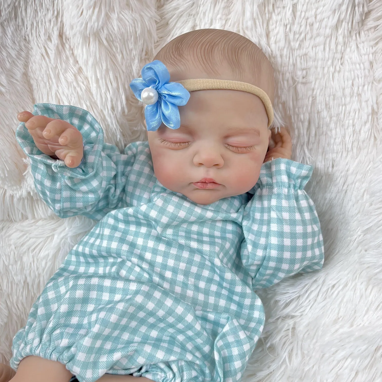 BZDOLL 19 Calowa 48 CM Śpiąca Lalka Reborn z Realistyczną Skórą 3D, Materiałowy Korpus, Realistyczna Modna Lalka, Prezent Urodzinowy