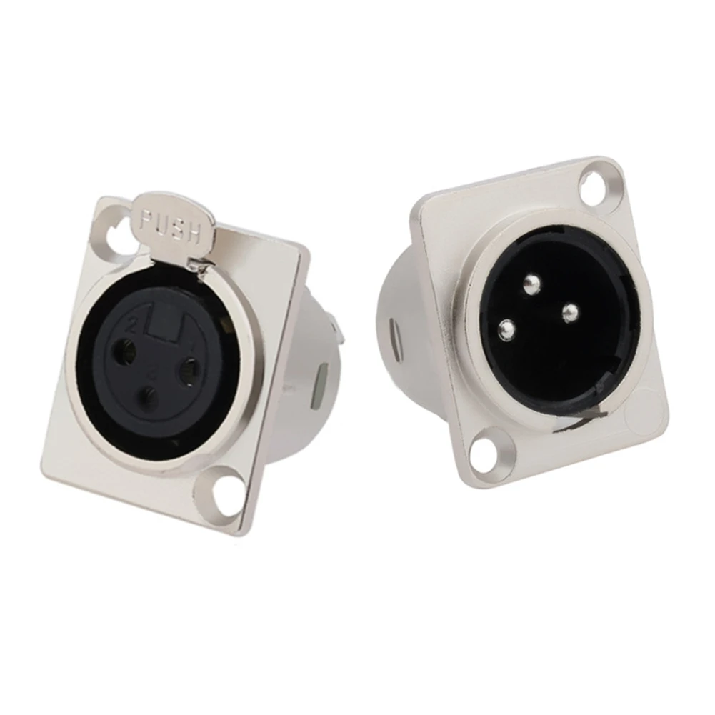 1 قطعة 3Pin XLR المقبس ذكر أنثى لوحة سبائك الزنك جبل الفضة الهيكل المقبس Mic الرافعات موصل استبدال اللوازم العملية