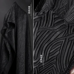 Tessuto Jacquard nero struttura rigida cappotto vestito tenda abbigliamento Designer panno all'ingrosso Per metro abbigliamento materiale Per cucire fai da te