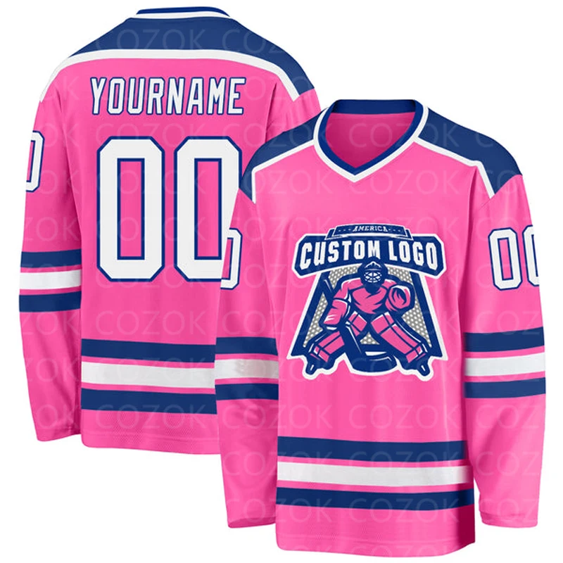 Custom Pink Hockey 3D Print You Name Number Logo Men Women Ice Hockey Jersey Competition Training Jerseys