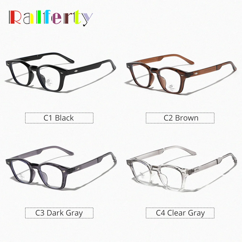 Ralferty 2025 TR90 إطار النظارات النساء الفاخرة الرجعية العين نظارات الرجال البني واضح نمط نظارات قصر النظر الإطار البصري الإناث