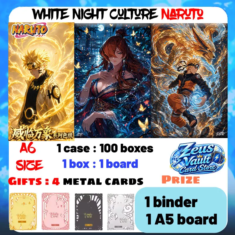 Wholesale 2026 Newest White Night Culture Naruto A6 Boards Collection Cards Japanese Anime TCG Party Tendy Toys Birthday Gifts