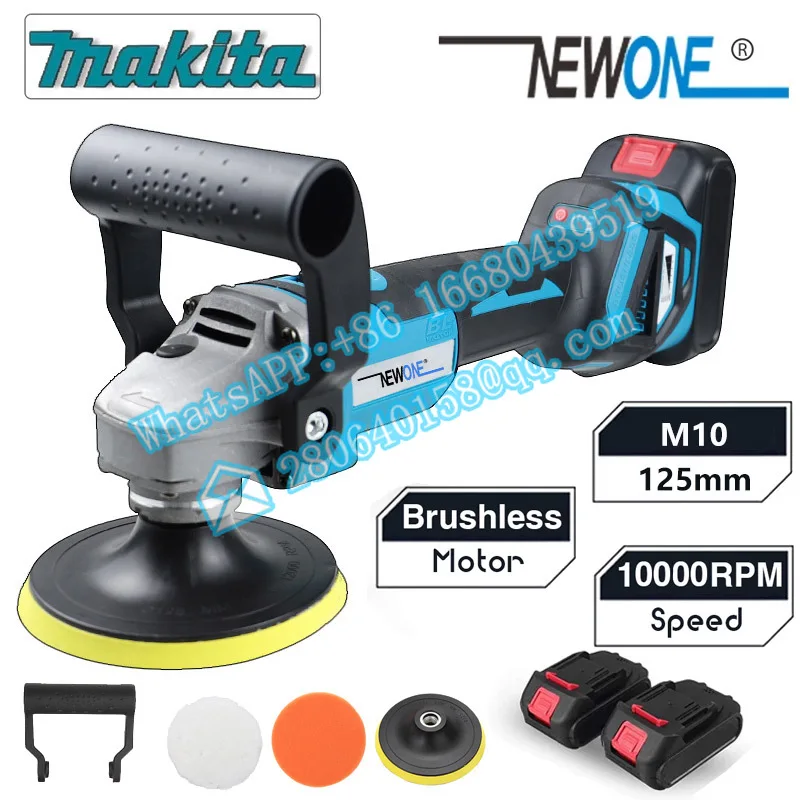 NEWONE Brushless Polisher M10 125mm Polishing Machine Power Tools for 18V Makita Battery Automotive  Electric Tool