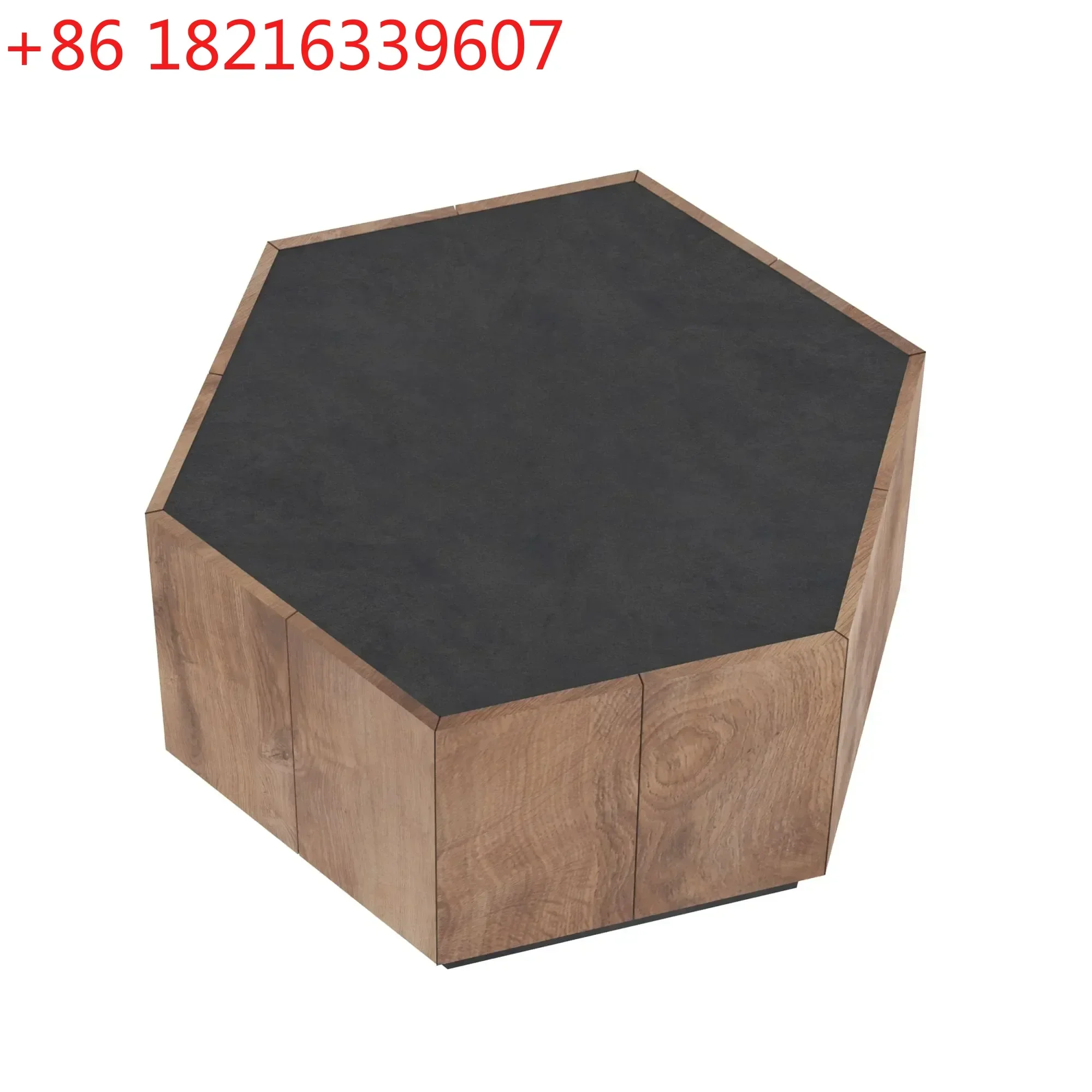 TAO Outdoor Balcony Modern High-end Leisure Coffee Table Hexagonal Coffee Table with Two Drawers, Cocktail Table, for Living Roo