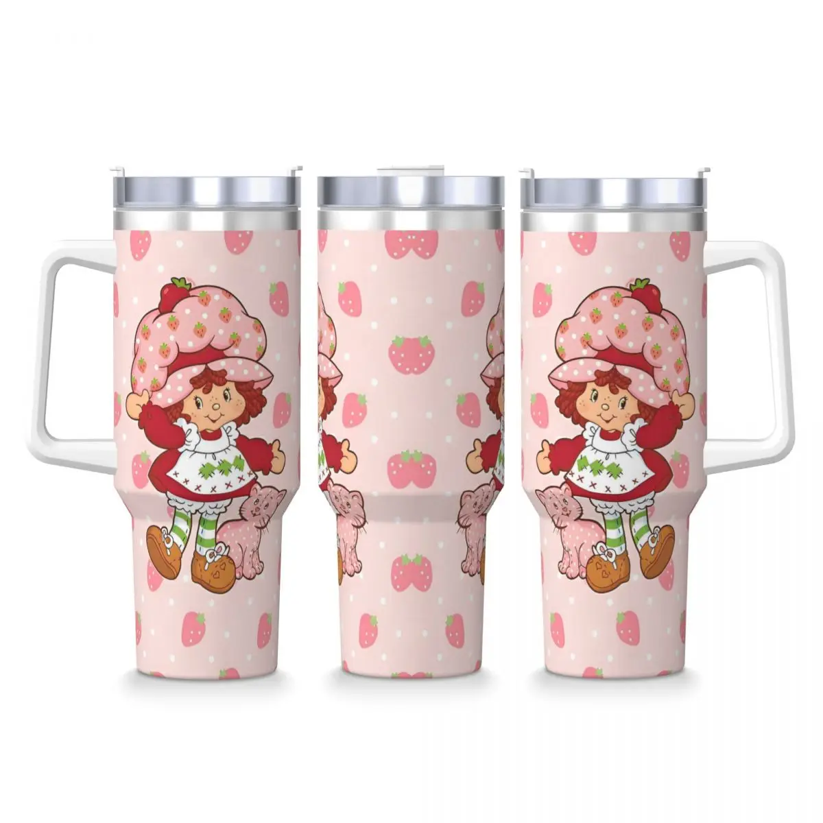 

Strawberry Shortcakes Stainless Steel Tumbler Beach Car Mugs Large Coffee Mug Keep Heat Cold and Hot Milk Tea Water Bottle