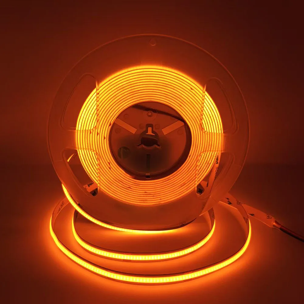 Image of 5m COB LED-Streifen DC12V 24V 480LEDs/m Hochhelle Flexible LED-Lampe Orange Bernstein 1700K 1800K 3000K 4000K 6000K Für Autobeleuchtung