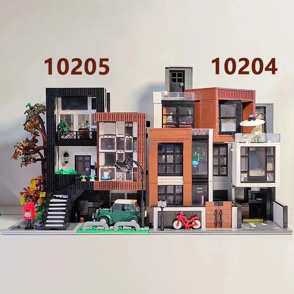 MOC Korean House Modular Building Blocks Modern Villas with Light  Series Street Toys Bricks Gifts for Adults Boys Girls