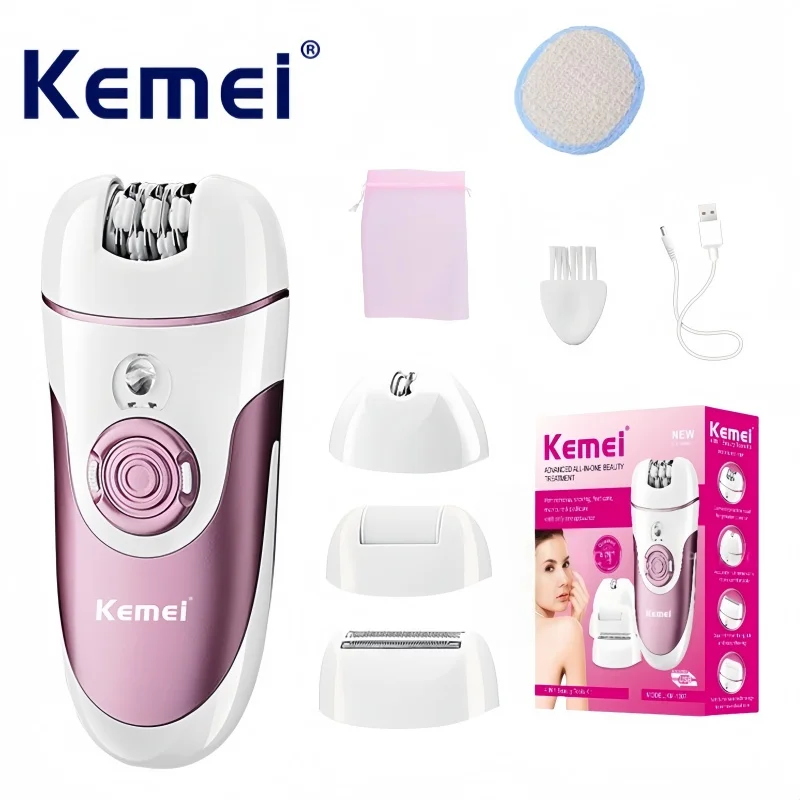 

Kemei KM-1307 высокое качество 4 в 1 Многофункциональный нож головка USB перезаряжаемая Женская электрическая бритва триммер для женщин