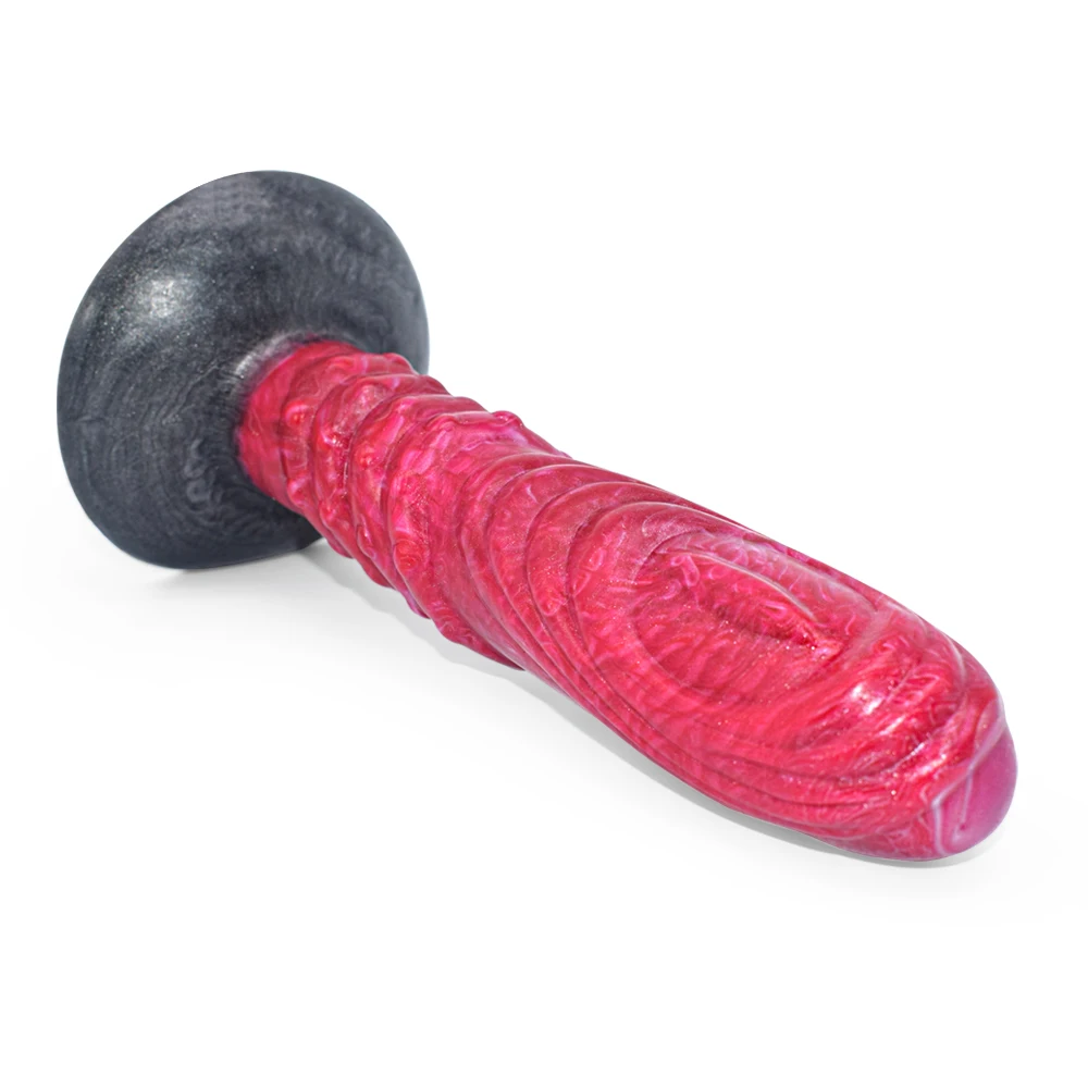 NYOTA-Dildo Monstro com nervuras para homens e mulheres, Plug Anal, Estimulação do Ponto G, Massageador Vagina, Dildos anais, Pênis Vermelho de Silicone, Brinquedos Sexuais