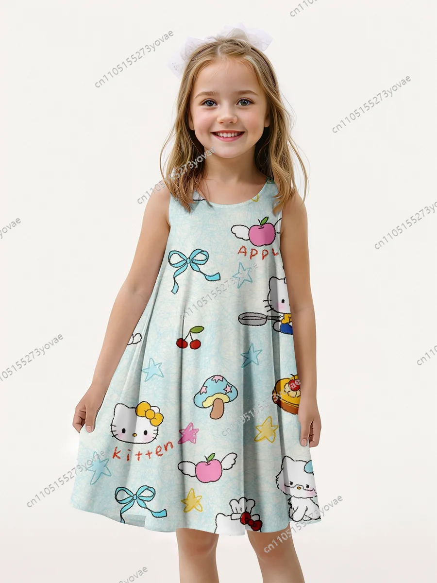 

Children's sleeveless dress, 3D three-dimensional "hello tity", cute-style design, eye-catching and comfortable.