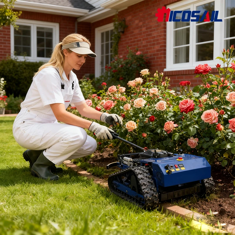 

Customized efficient agricultural lawn mower with a walking speed of 4km/h and remote control for sale