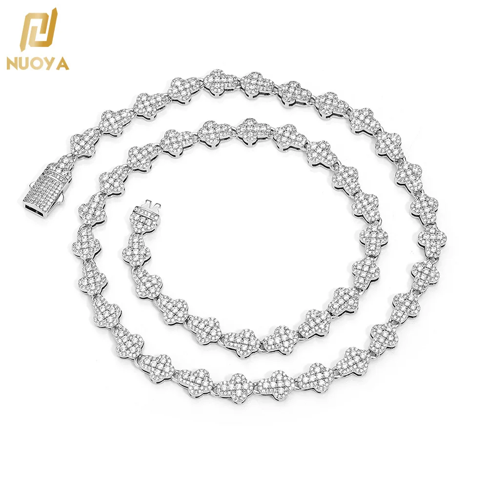 Delicate artificial diamonds embellish links, unisex 8mm Cross Flower Chain of PT950 Platinum serves as daily trendy essential