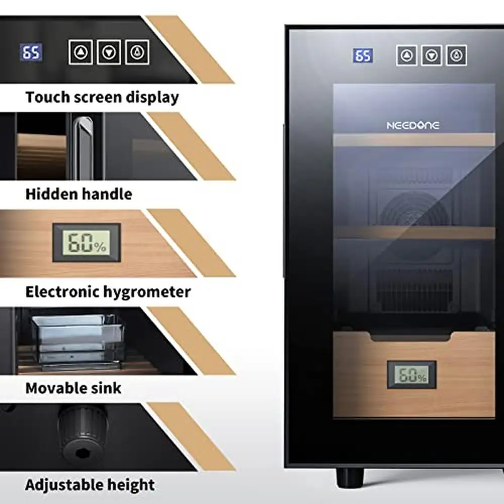 Cedro Wood-Electric Temperatura Control Cabinet com aquecimento sistema de refrigeração, 150 Contagem Prateleiras, gaveta, Touch Control, Quiet