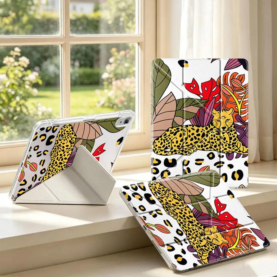 Tablet Case For Samsung Galaxy Tab S7 FE A9 Plus S10 Lite S8 A8 A11 S9 Plus With Pen Slot Cover Wild Leopard