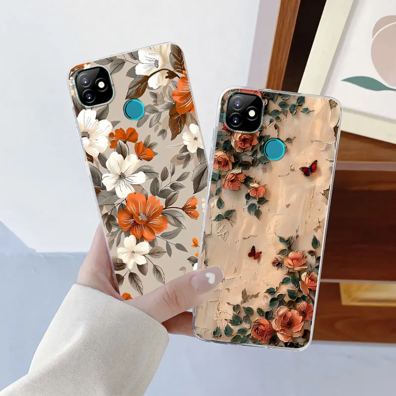 For Itel Vision 1 Plus 5 3 2S Case Luxury Protective Cover For Itel Vision 2S 3 Butterfly Flower Clear Soft Silicone Phone Case