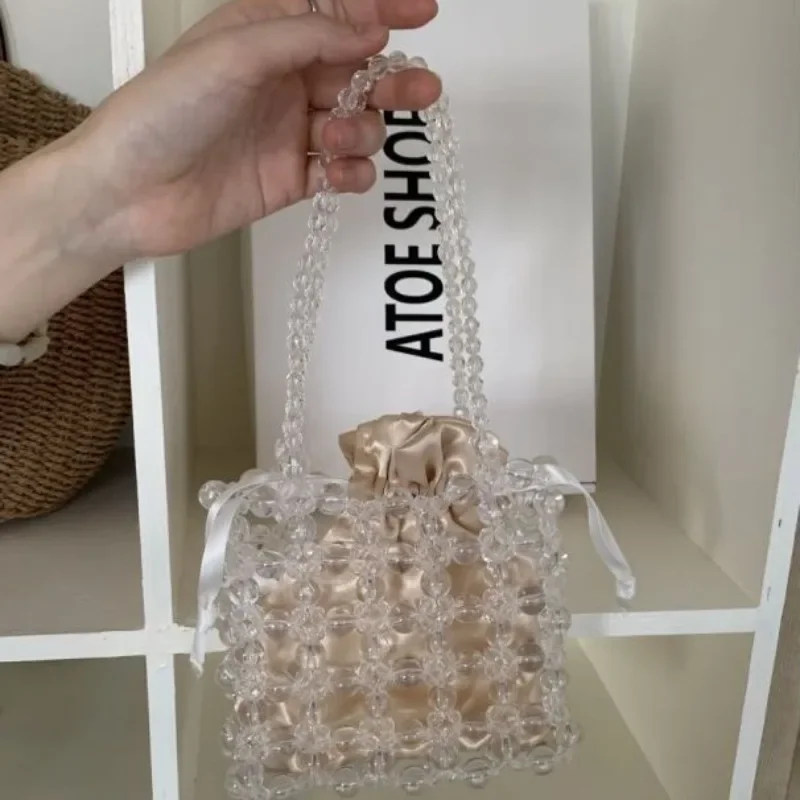 

New Ins Minimalist Summer Vacation Custom Women's Bag Handmade Woven Hollow Beaded Versatile Fashionable Handbags for Women