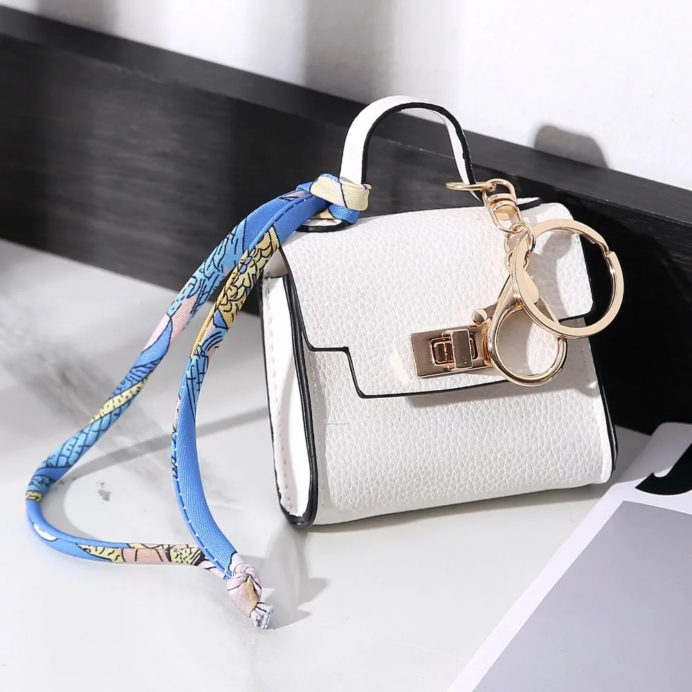 Lipstick Bag Mini Luxury Headphone Bag Coin Purse Key Ring Leather Coin Bag Leather Pendant Mini Handbag Keychain Girls Gift