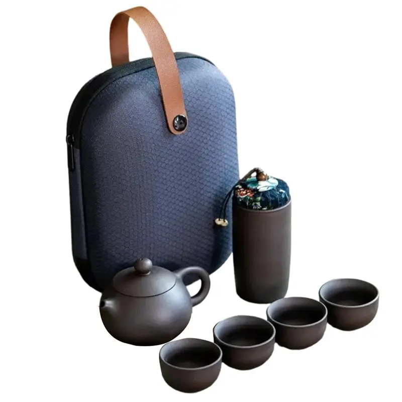 Y51A-Portable Outdoor Travel Tea Set 1SET Zisha Tea Set Includes One Pot And Four Cups
