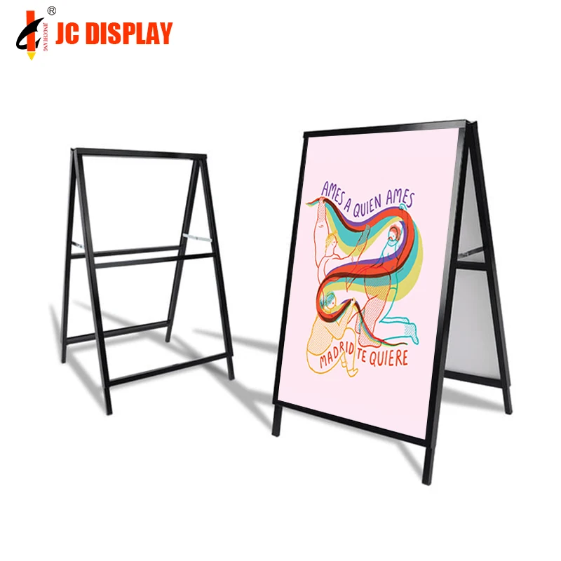 

customized.Luxurious Flexible Iron Double Side Flip Cover Advertising Board Poster Stand Restaurant