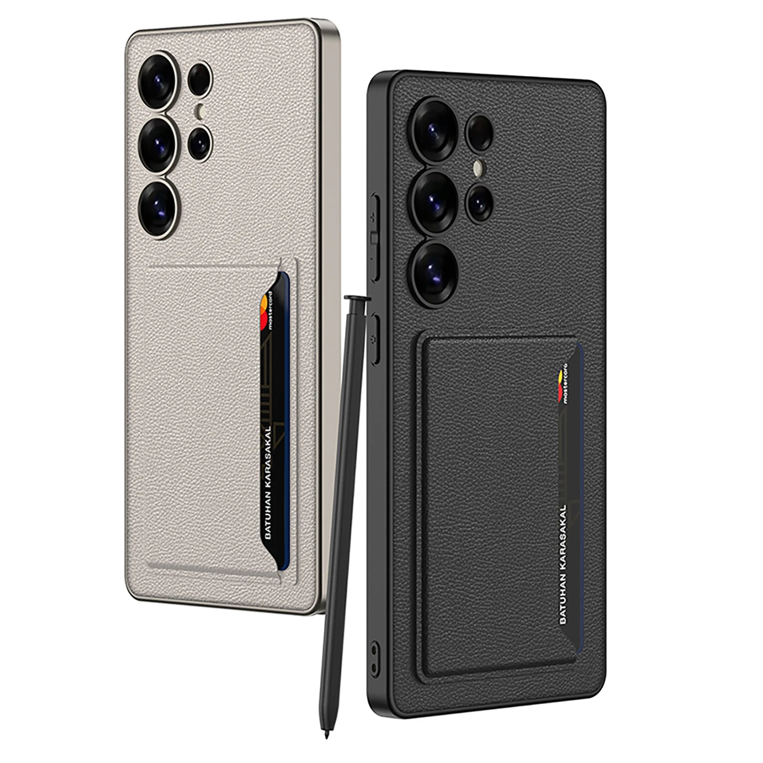 

Жесткий противоударный чехол из искусственной кожи для ПК для Samsung Galaxy S25 Ultra Plus, чехол с сумкой для карт