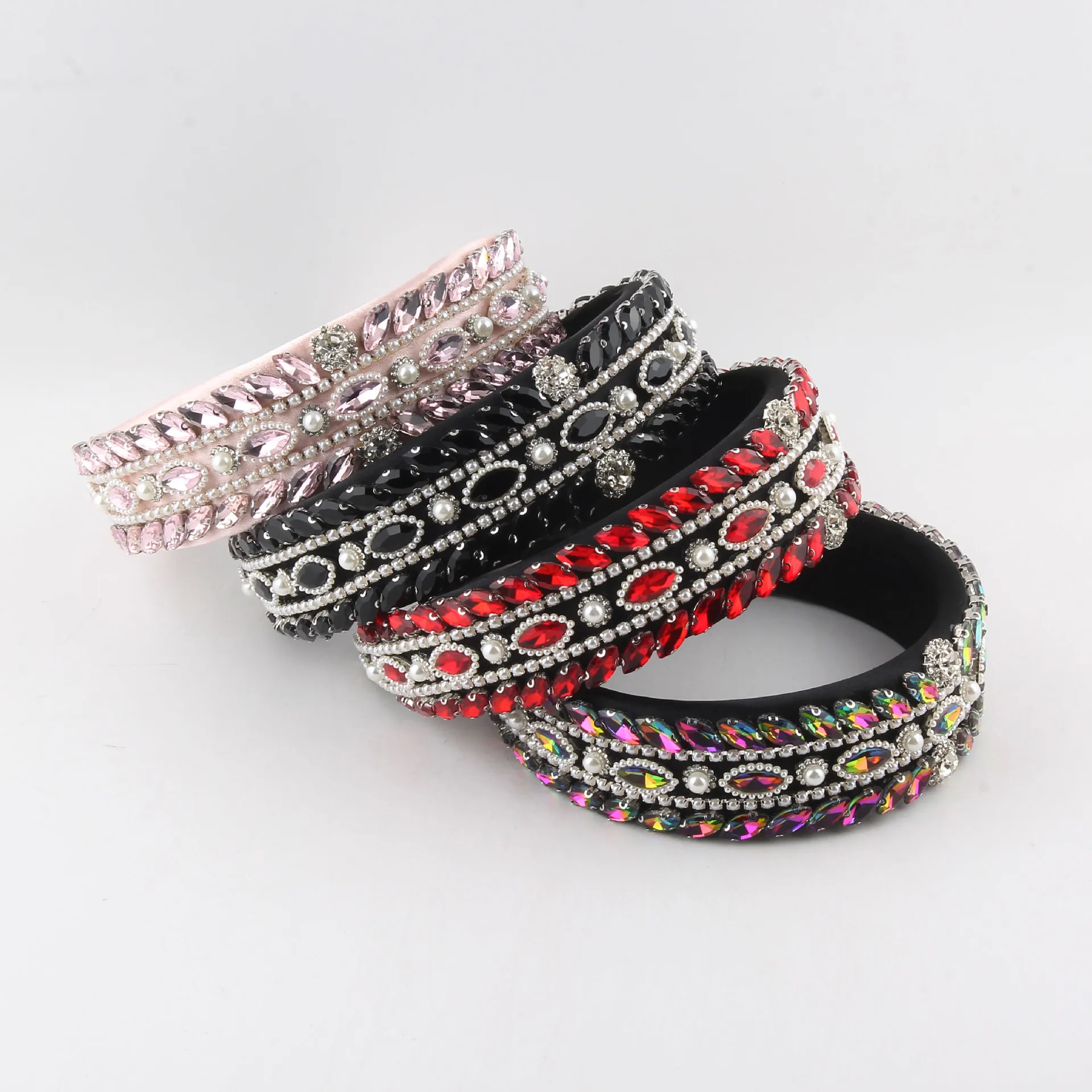 

European and American Fashion Baroque Retro Rhinestone Wide Headband Luxury Hair Accessory
