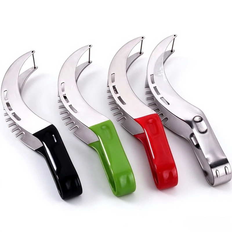 Stainless Steel Watermelon Slicer Cutter Non-slip Plastic Handle Fruit Knife Kitchen Gadget for Cutting Melon Fruit Vegetable