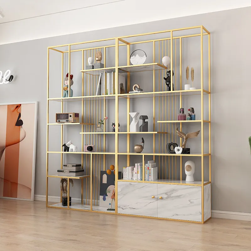 Shelves are light and luxurious, floor-to-ceiling multi-storey bookshelves, Nordic partition display racks, living room storage