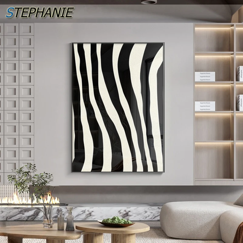 Black and White Zebra Striped Canvas Poster Modern Print Minimalist Nordic Style Wall Art Picture Living Room Bedroom Wall Decor